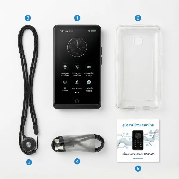 ชุดอุปกรณ์ครบกล่อง WSK0A25 สายชาร์จ USB-C คู่มือภาษาไทย